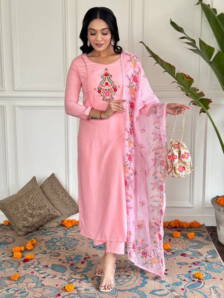 Exclusive Designer Suit | Rayon with Embroidered Silk Dupatta