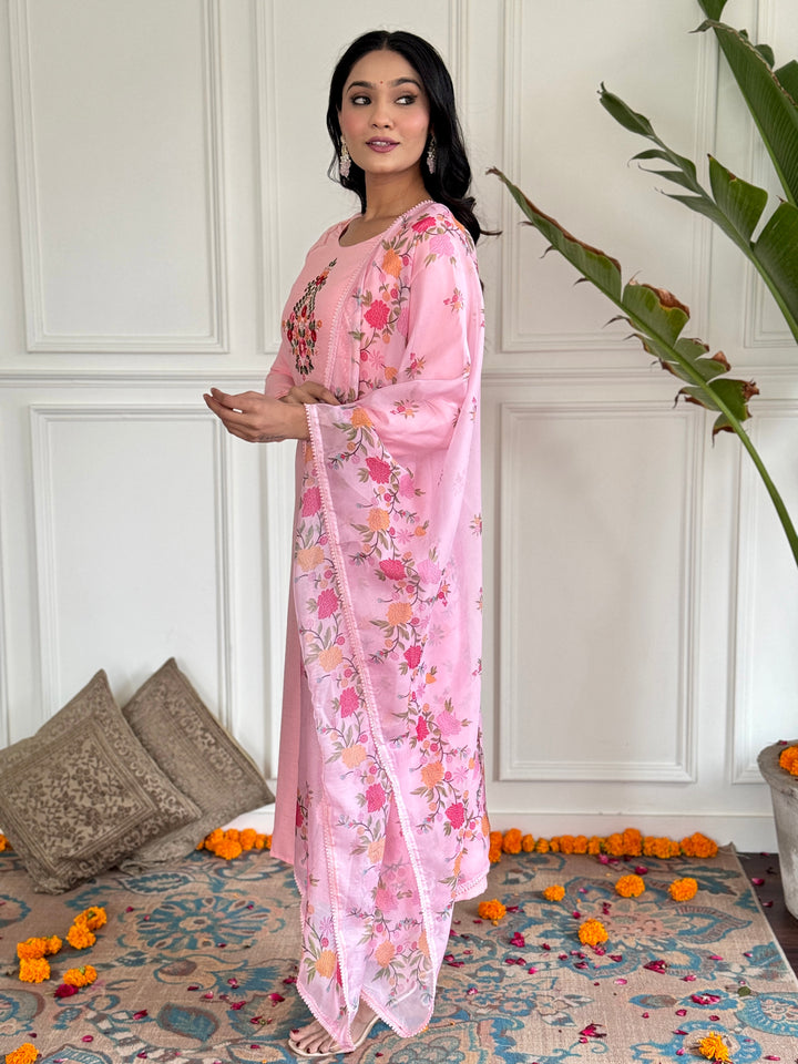 Exclusive Designer Suit | Rayon with Embroidered Silk Dupatta