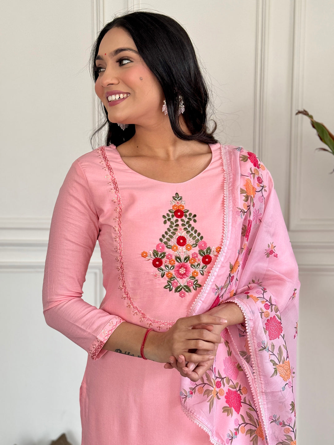 Exclusive Designer Suit | Rayon with Embroidered Silk Dupatta