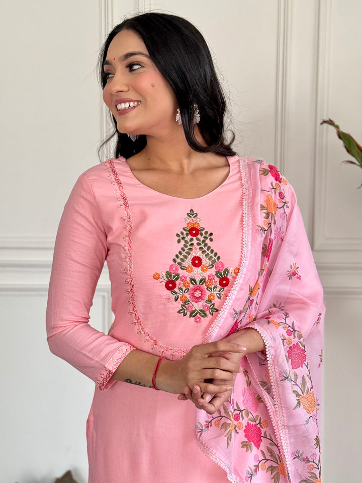 Exclusive Designer Suit | Rayon with Embroidered Silk Dupatta