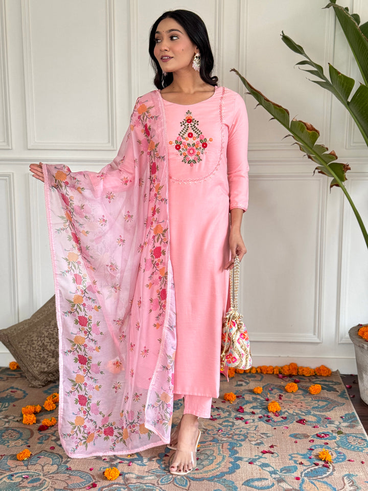 Exclusive Designer Suit | Rayon with Embroidered Silk Dupatta