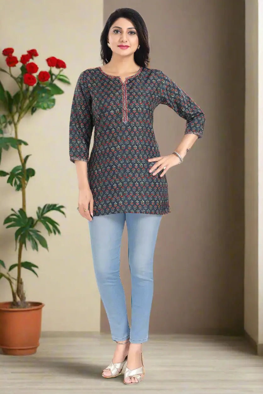 Navy Blue Rayon Kurti | Perfect for Parties, Festive & Special Events