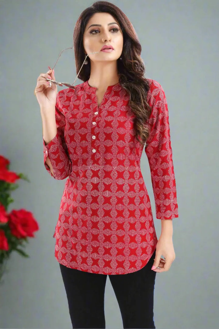 Ethnic Printed Rayon Short Kurti | Casual & Party Wear Fashion