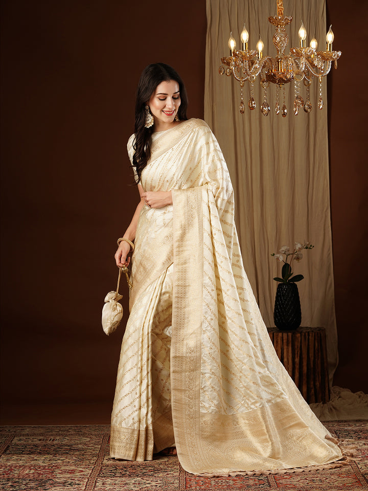 Satin Silk Saree | Wevon Jacquard Designer Work Elegant Party Wear