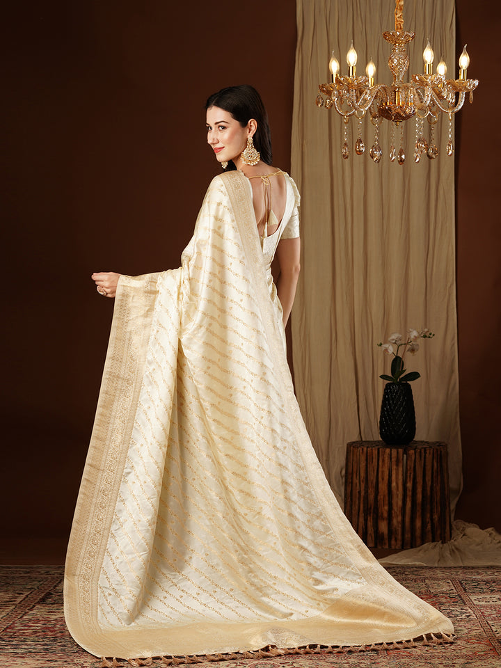 Satin Silk Saree | Wevon Jacquard Designer Work Elegant Party Wear