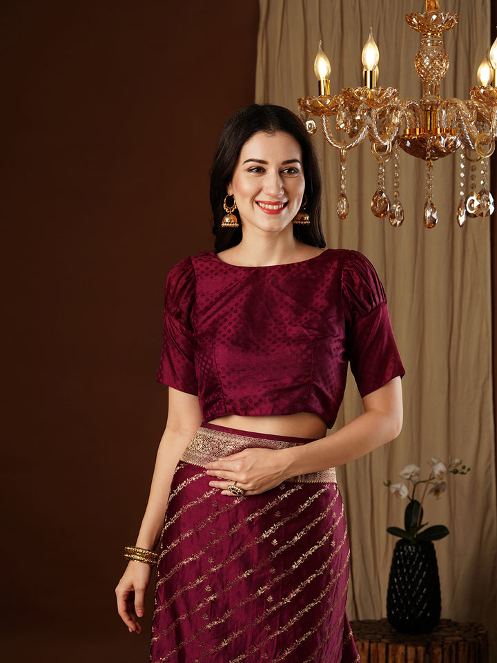 Satin Silk Saree | Wevon Jacquard Designer Work Elegant Party Wear