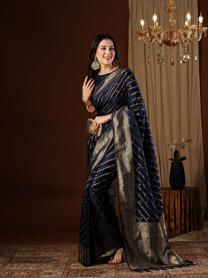 Satin Silk Saree | Wevon Jacquard Designer Work Elegant Party Wear