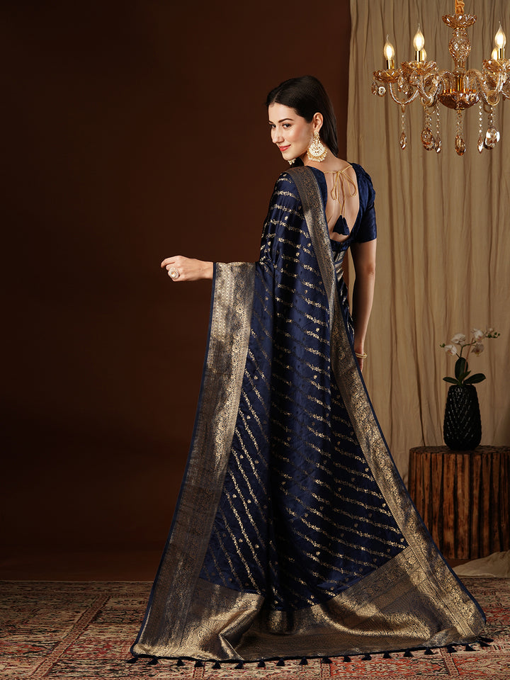 Satin Silk Saree | Wevon Jacquard Designer Work Elegant Party Wear
