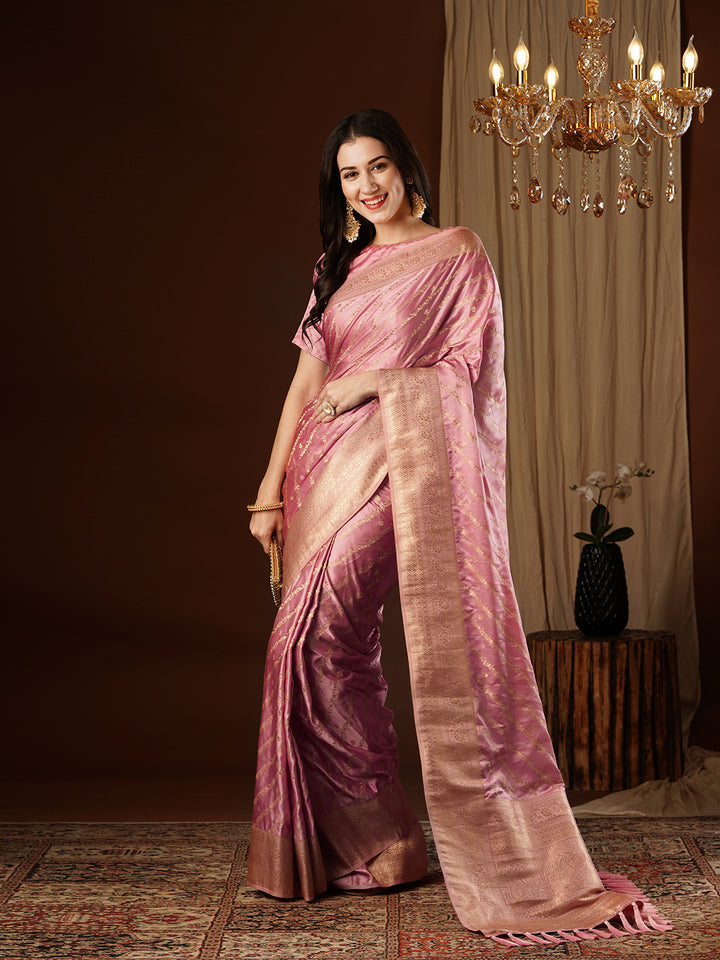 Satin Silk Saree | Wevon Jacquard Designer Work Elegant Party Wear