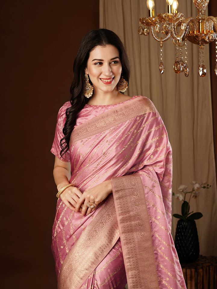 Satin Silk Saree | Wevon Jacquard Designer Work Elegant Party Wear
