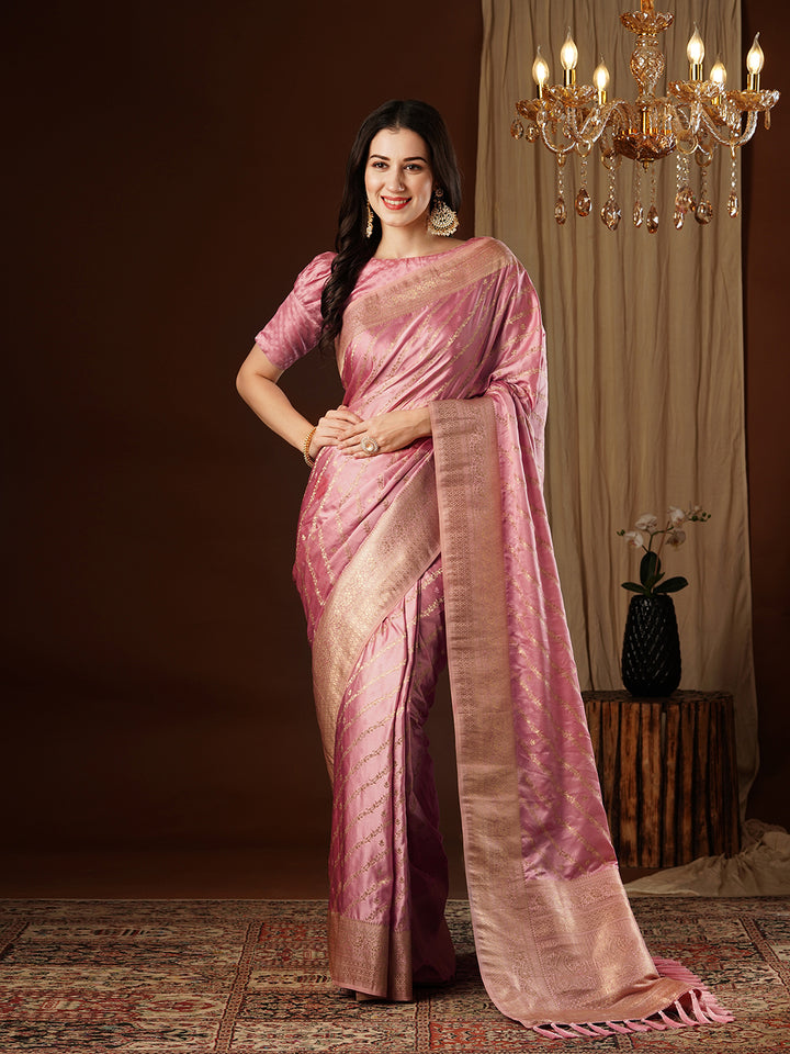 Satin Silk Saree | Wevon Jacquard Designer Work Elegant Party Wear