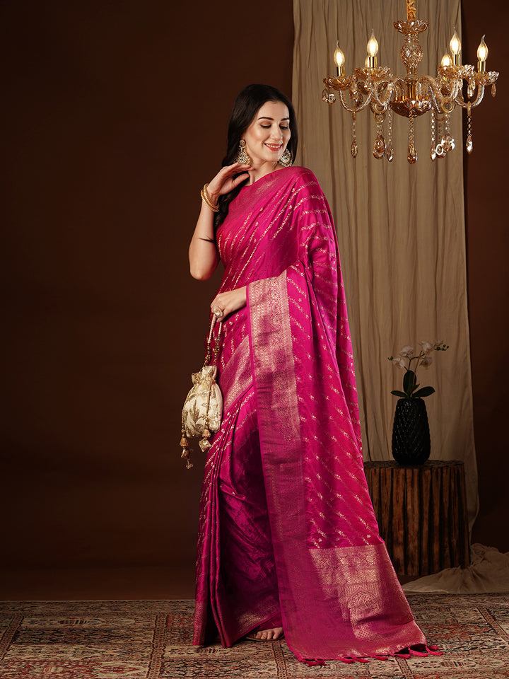 Satin Silk Saree | Wevon Jacquard Designer Work Elegant Party Wear
