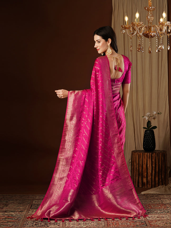 Satin Silk Saree | Wevon Jacquard Designer Work Elegant Party Wear
