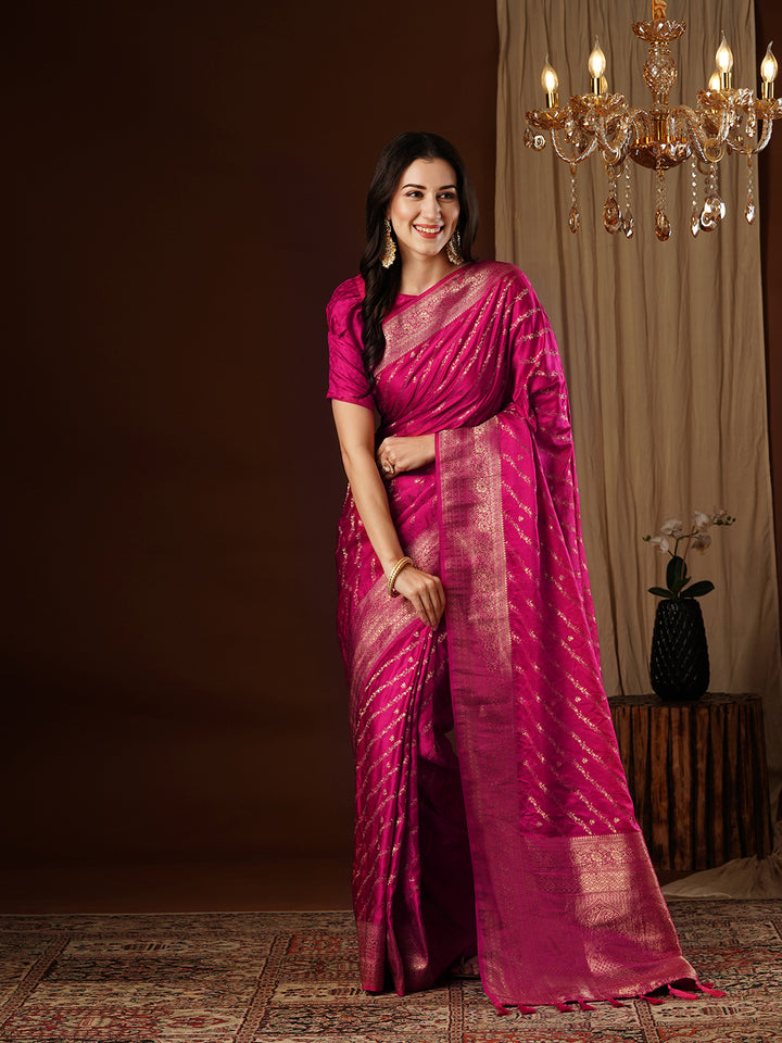 Satin Silk Saree | Wevon Jacquard Designer Work Elegant Party Wear
