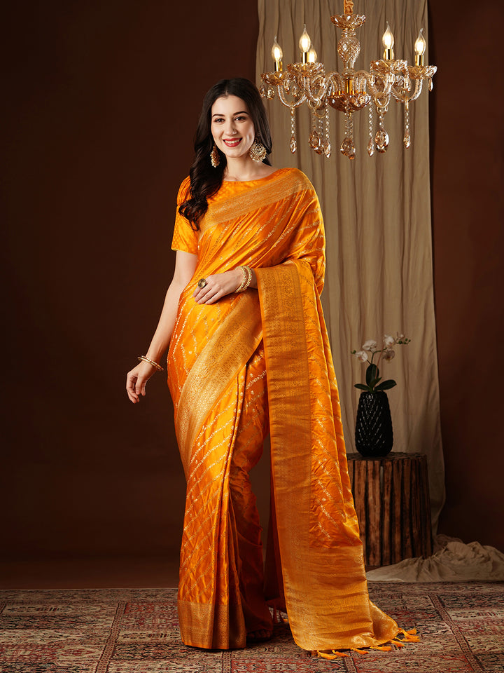 Satin Silk Saree | Wevon Jacquard Designer Work Elegant Party Wear
