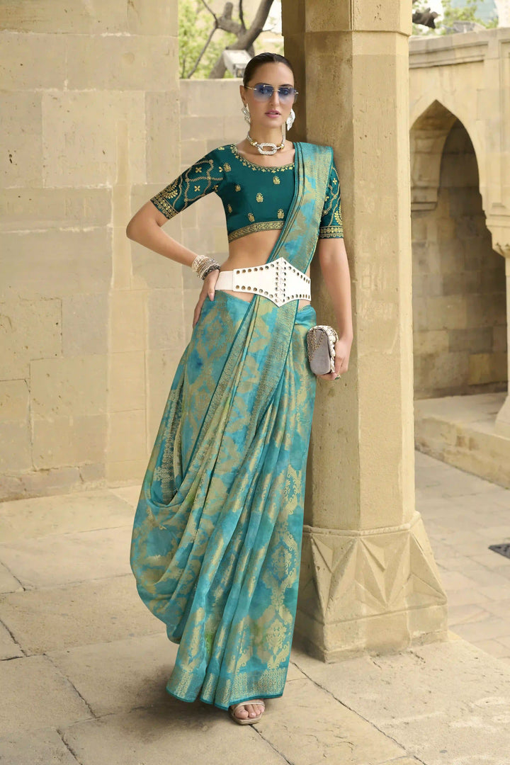 Ethnic Jacquard Silk Saree | Fancy Wevon Designer & Embroidery Work