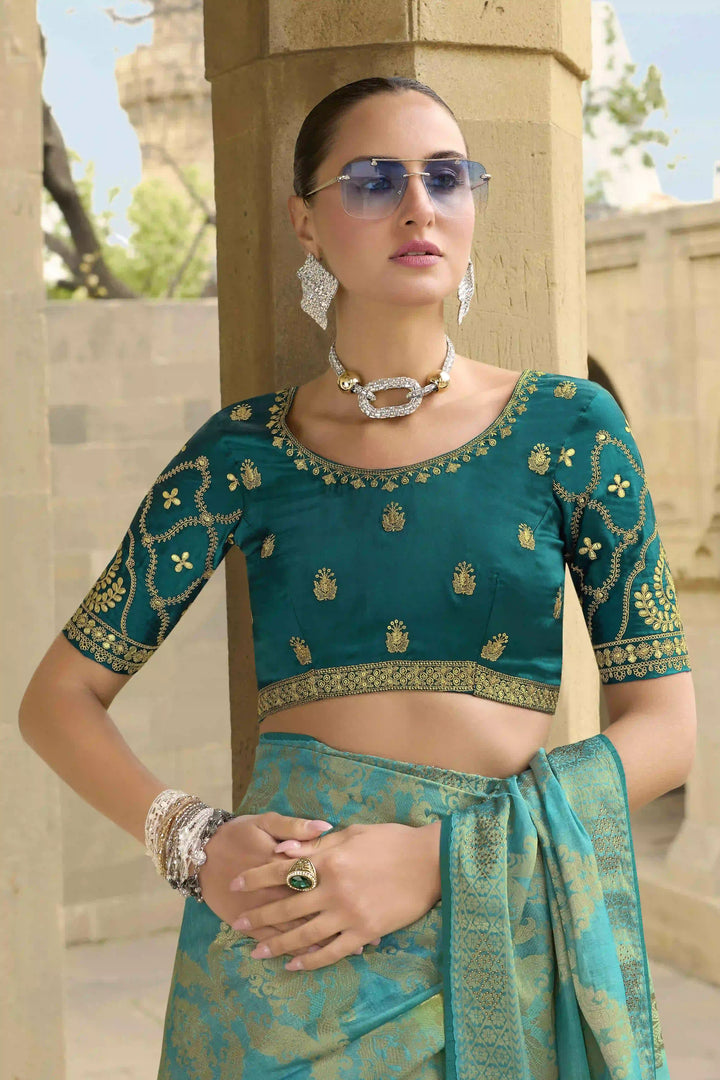 Ethnic Jacquard Silk Saree | Fancy Wevon Designer & Embroidery Work
