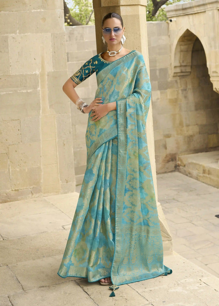 Ethnic Jacquard Silk Saree | Fancy Wevon Designer & Embroidery Work