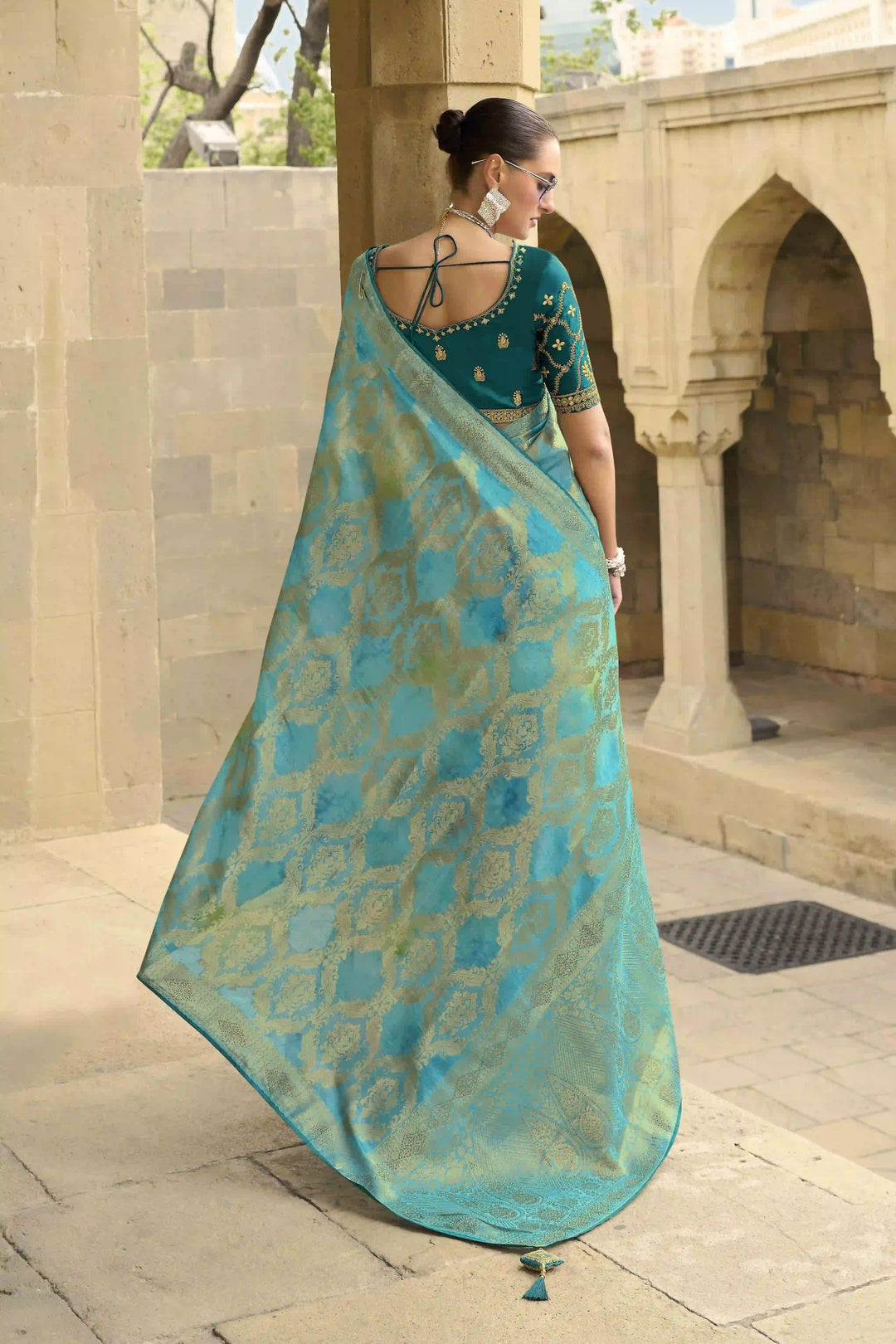 Ethnic Jacquard Silk Saree | Fancy Wevon Designer & Embroidery Work