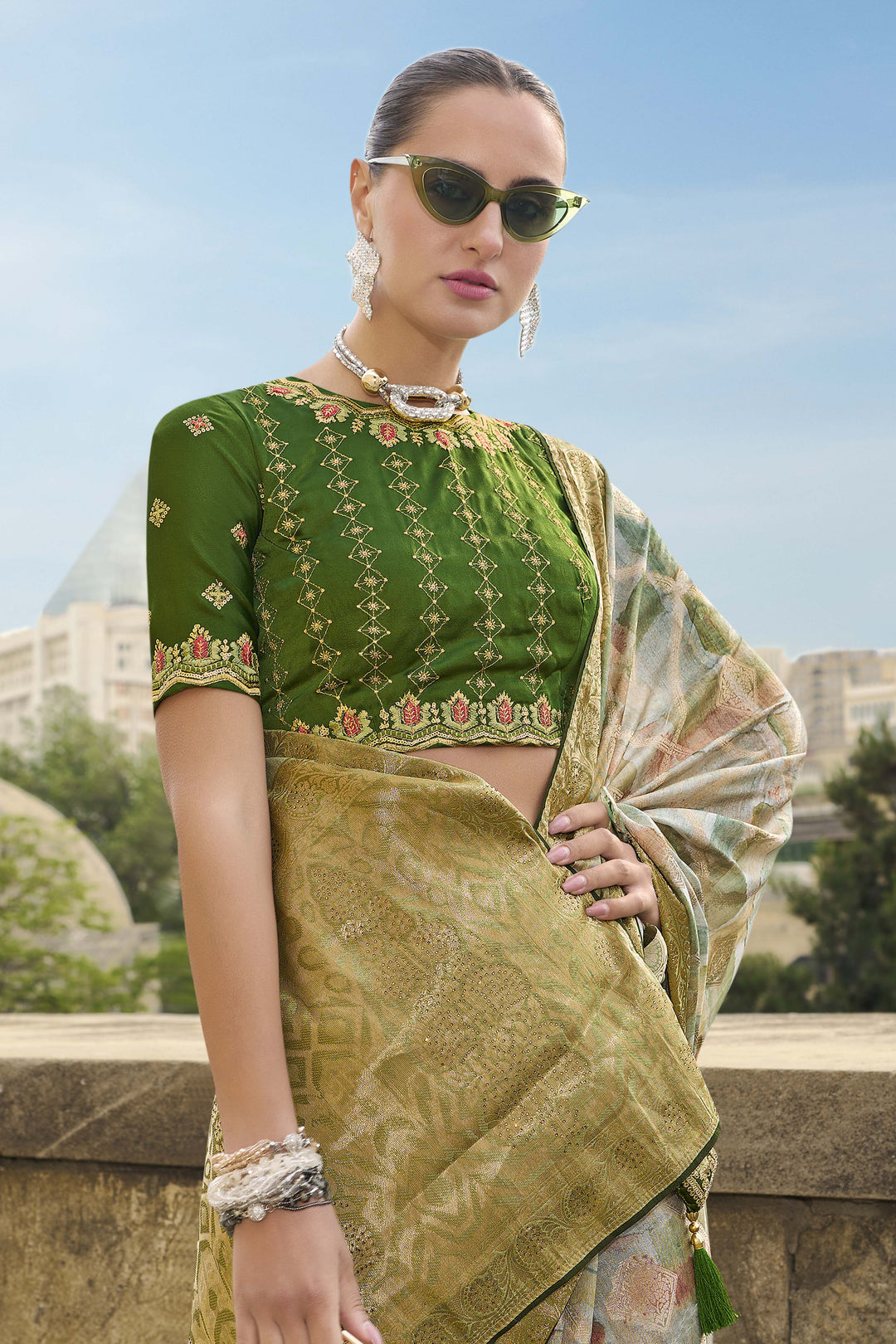 Stunning Jacquard Silk Saree | Rich Look with Embroidery & Wevon Design