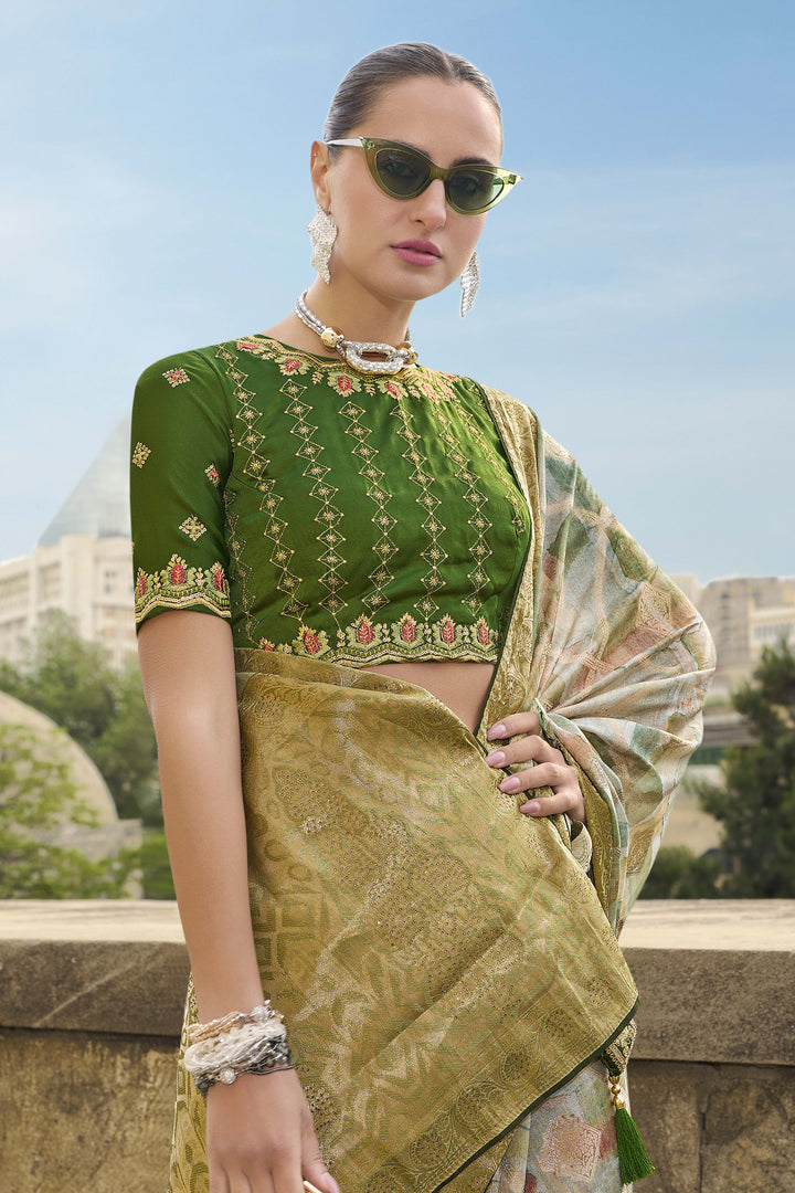 Stunning Jacquard Silk Saree | Rich Look with Embroidery & Wevon Design