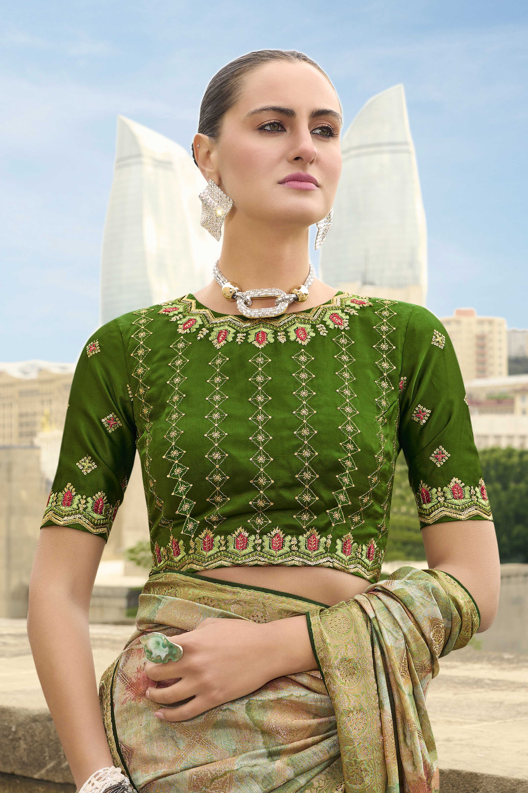 Stunning Jacquard Silk Saree | Rich Look with Embroidery & Wevon Design
