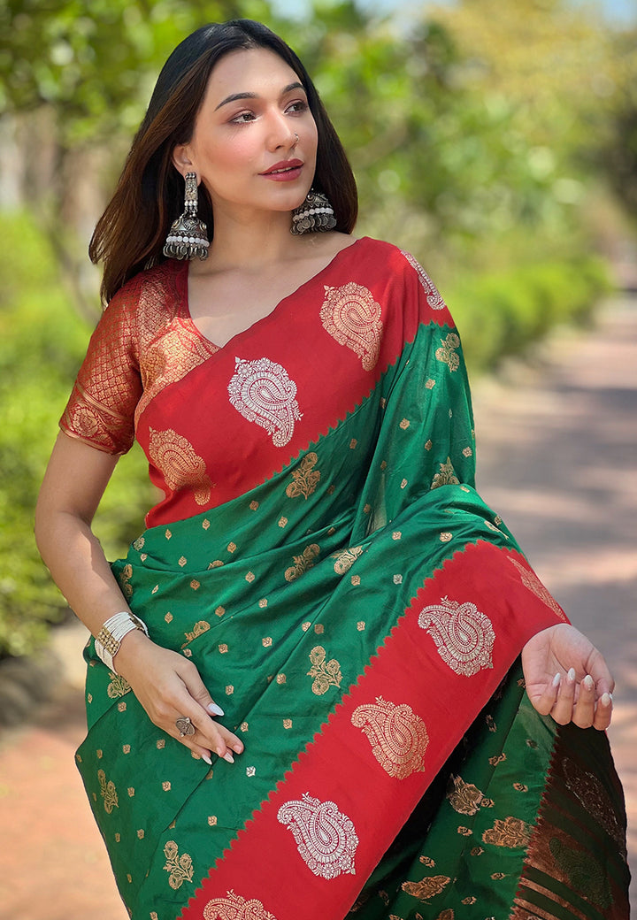 Soft Silk Saree | Heavy Wevon Zari Designer Work Elegant Party Wear