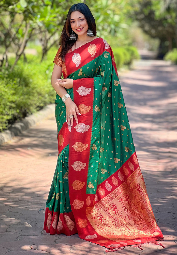 Soft Silk Saree | Heavy Wevon Zari Designer Work Elegant Party Wear