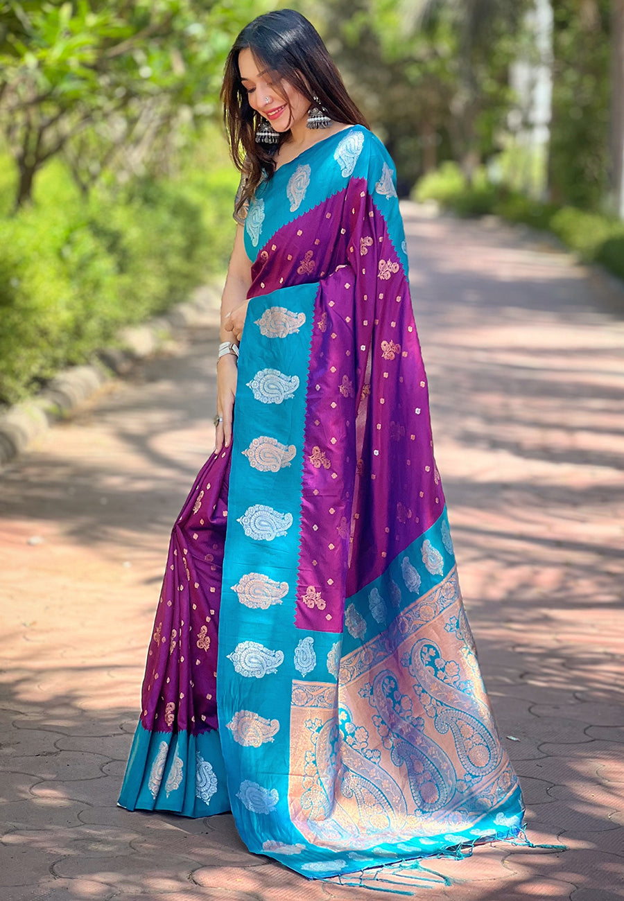 Soft Silk Saree | Heavy Wevon Zari Designer Work Elegant Party Wear