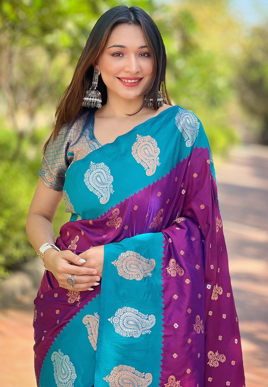 Soft Silk Saree | Heavy Wevon Zari Designer Work Elegant Party Wear