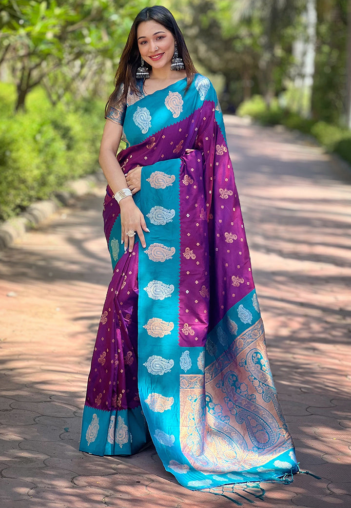 Soft Silk Saree | Heavy Wevon Zari Designer Work Elegant Party Wear