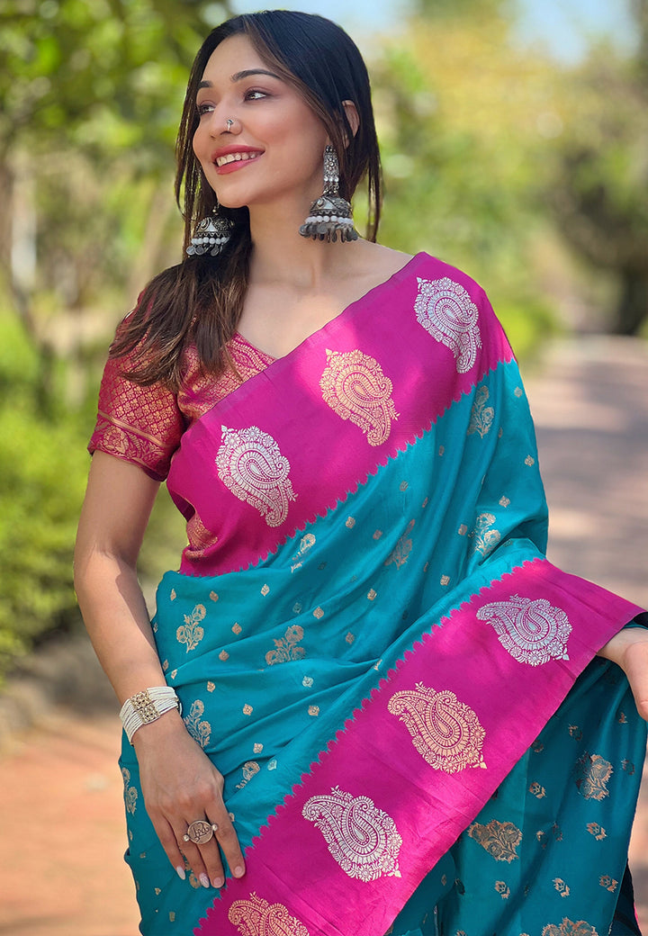 Soft Silk Saree | Heavy Wevon Zari Designer Work Elegant Party Wear