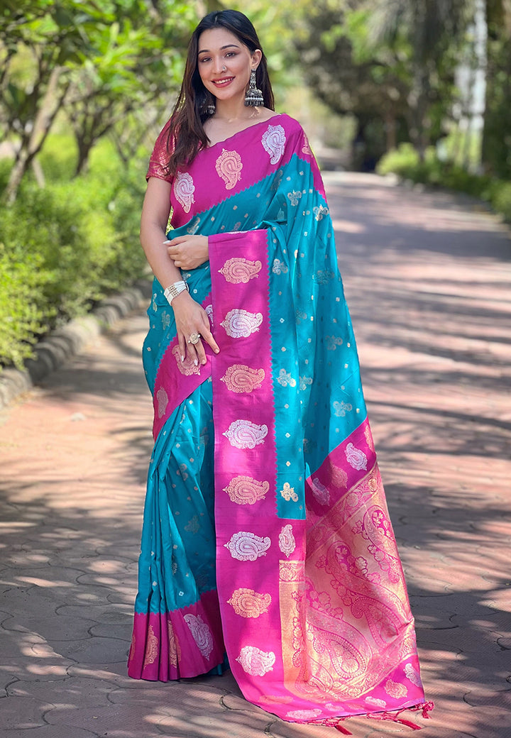 Soft Silk Saree | Heavy Wevon Zari Designer Work Elegant Party Wear