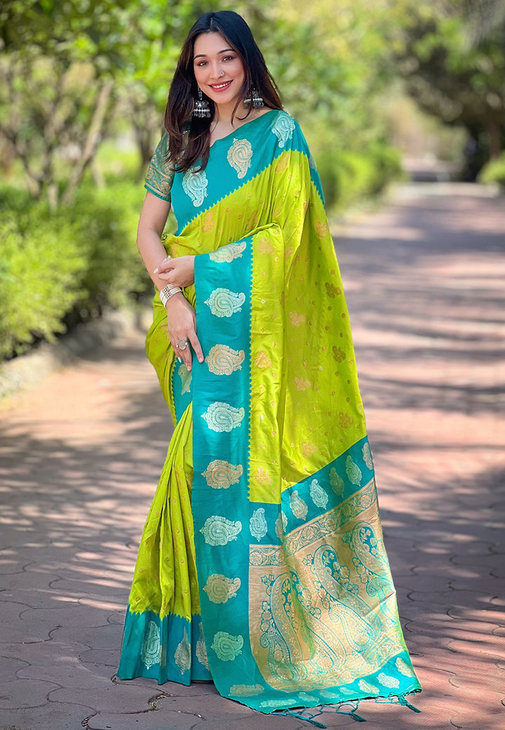 Soft Silk Saree | Heavy Wevon Zari Designer Work Elegant Party Wear