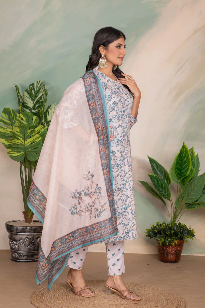 Premium Off White Suit | Designer Lace & Print Work