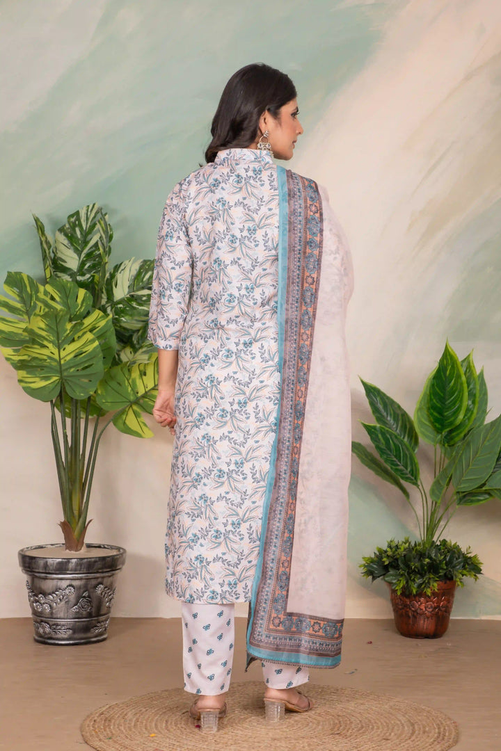 Premium Off White Suit | Designer Lace & Print Work