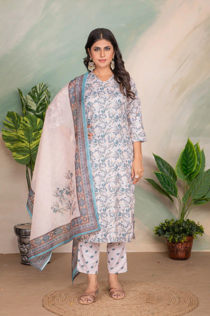 Premium Off White Suit | Designer Lace & Print Work