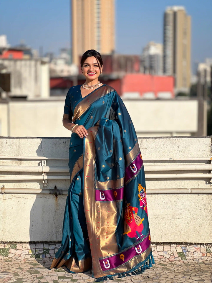 Soft Silk Saree | Wevon Paithani Vitthala Pallu Elegant Party Wear