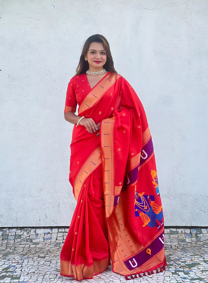 Soft Silk Saree | Wevon Paithani Vitthala Pallu Elegant Party Wear