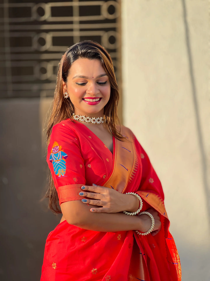 Soft Silk Saree | Wevon Paithani Vitthala Pallu Elegant Party Wear