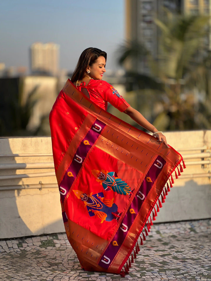 Soft Silk Saree | Wevon Paithani Vitthala Pallu Elegant Party Wear