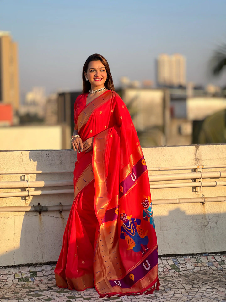 Soft Silk Saree | Wevon Paithani Vitthala Pallu Elegant Party Wear