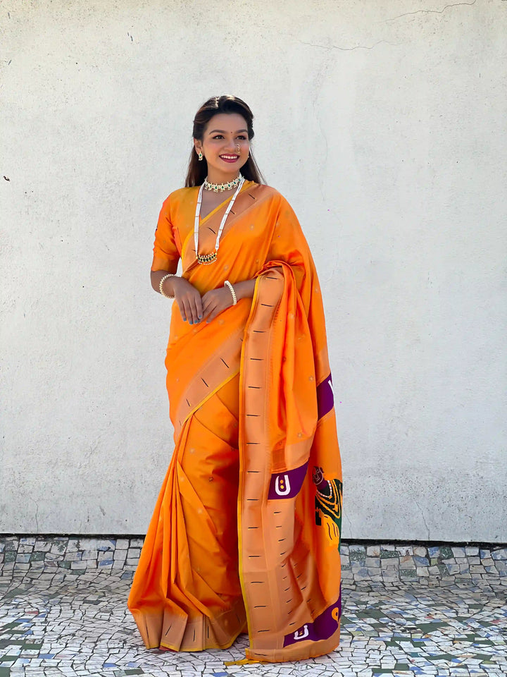 Soft Silk Saree | Wevon Paithani Vitthala Pallu Elegant Party Wear