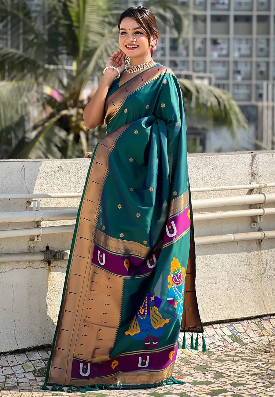 Soft Silk Saree | Wevon Paithani Vitthala Pallu Elegant Party Wear