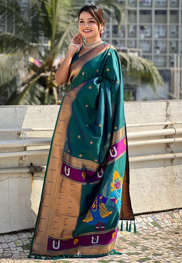 Soft Silk Saree | Wevon Paithani Vitthala Pallu Elegant Party Wear