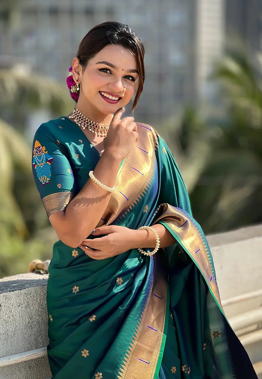 Soft Silk Saree | Wevon Paithani Vitthala Pallu Elegant Party Wear