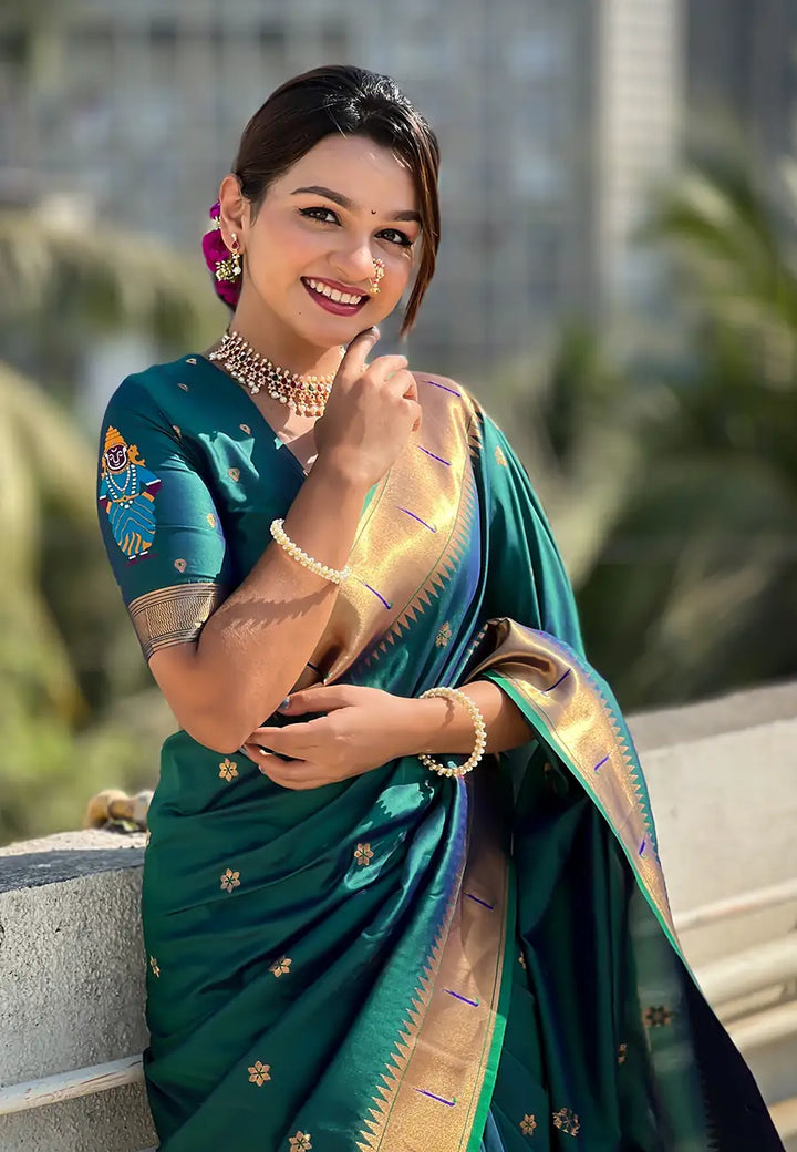 Soft Silk Saree | Wevon Paithani Vitthala Pallu Elegant Party Wear