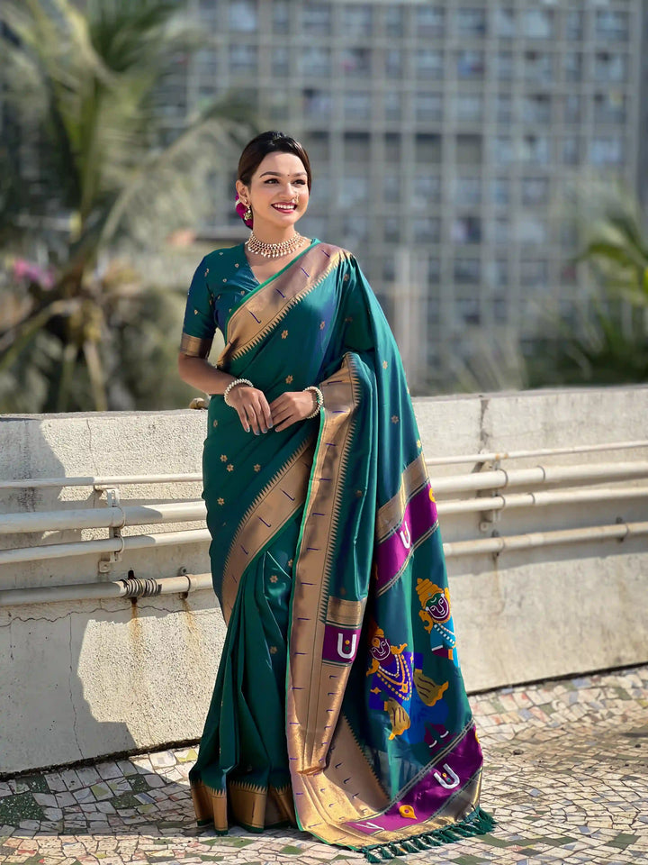 Soft Silk Saree | Wevon Paithani Vitthala Pallu Elegant Party Wear