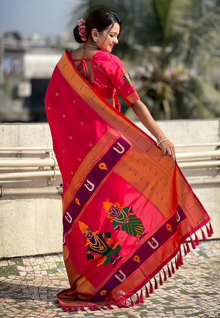 Soft Silk Saree | Wevon Paithani Vitthala Pallu Elegant Party Wear