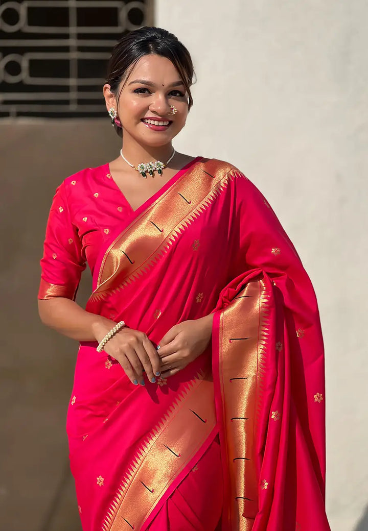 Soft Silk Saree | Wevon Paithani Vitthala Pallu Elegant Party Wear